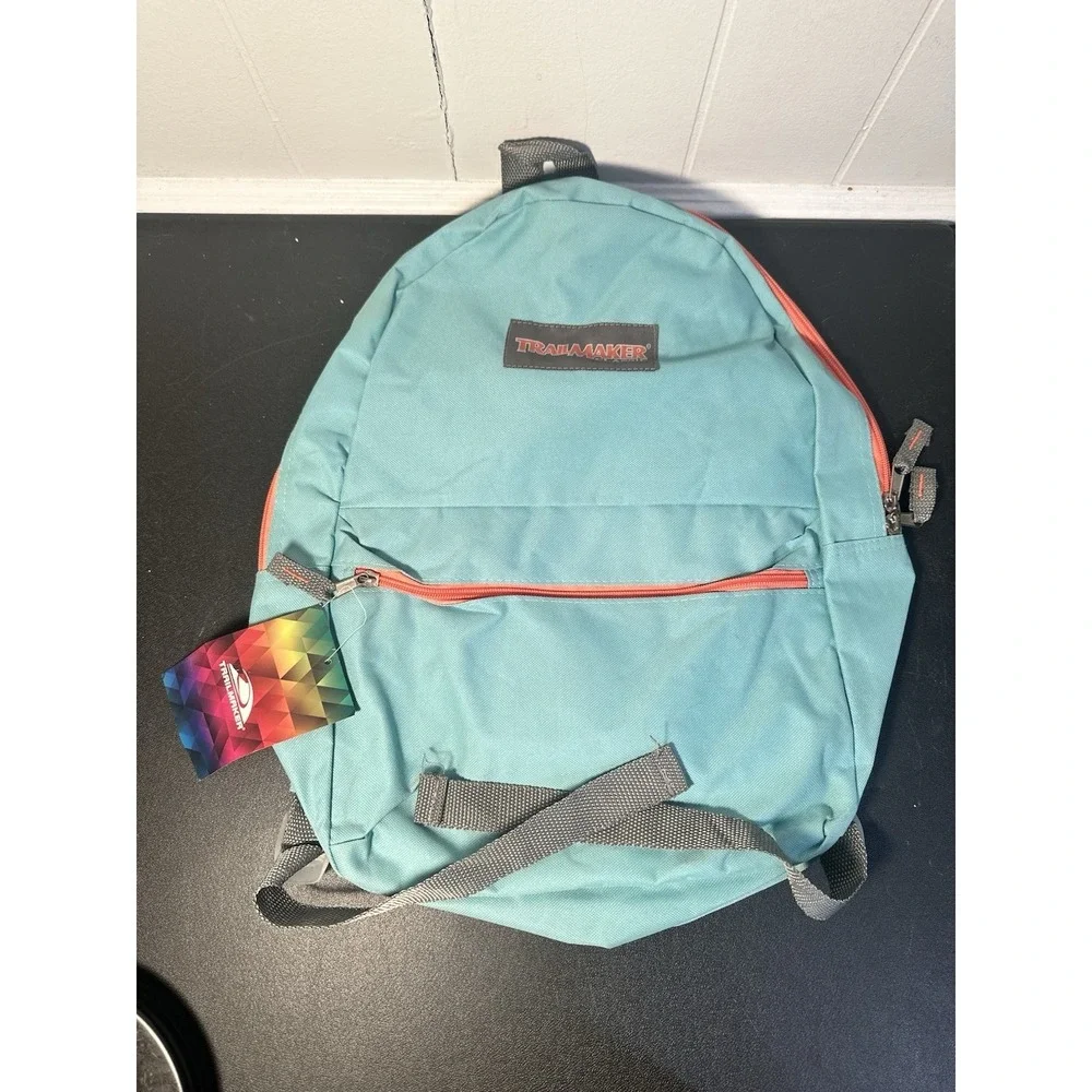 Trailmaker Classic Backpack Teal/Salmon Color Zip Adjustable‎ New
